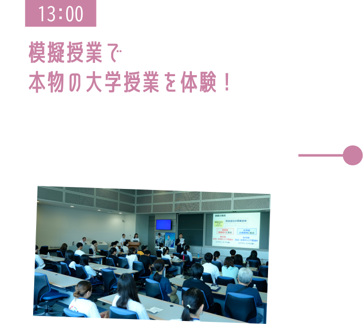 13:00 模擬授業で本物の大学授業を体験!