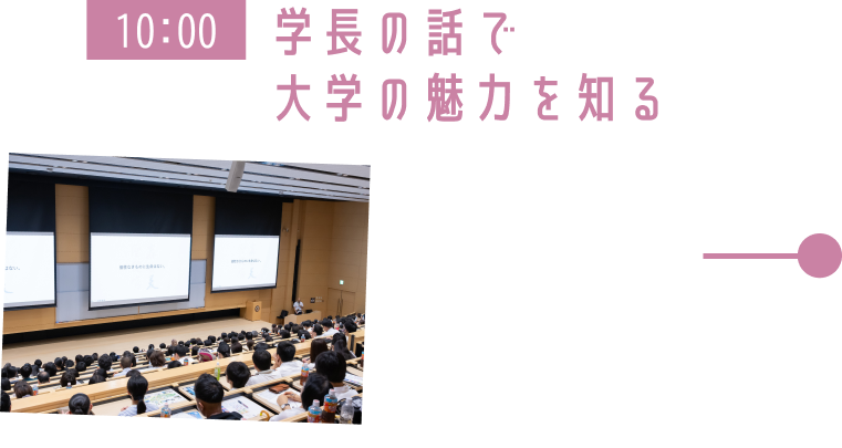 10:00 学長の話で大学の魅力を知る