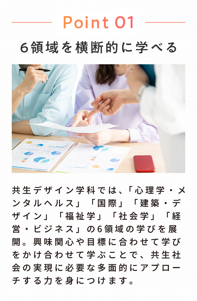 Point 01：6領域を横断的に学べる