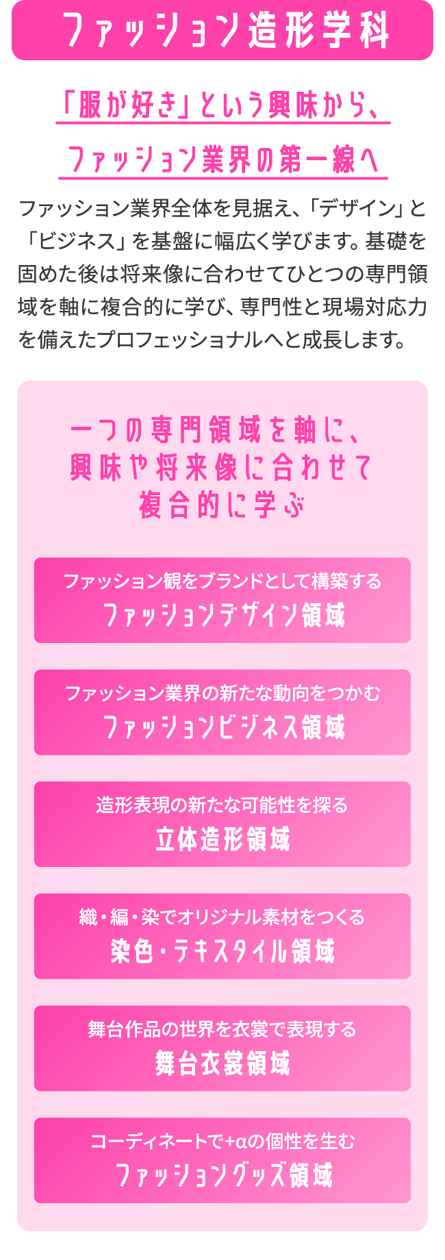 ファッション造形学科 「服が好き」という興味から、ファッション業界の第一線へ