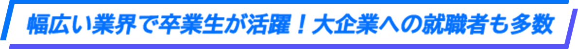 幅広い業界で卒業生が活躍！大企業への就職者も多数
