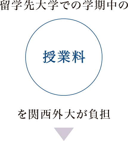 留学先大学での学期中の授業料を関西外大が負担