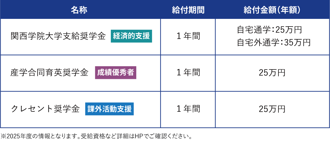 その他の給付型奨学金（抜粋）