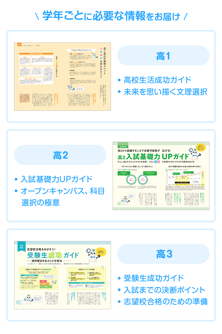 学年ごとに必要な情報をお届け